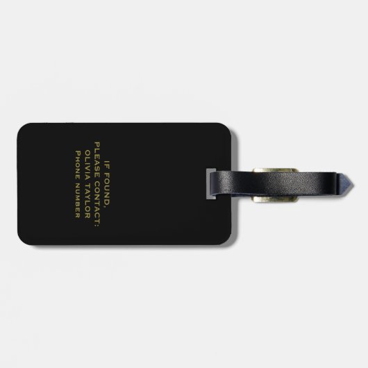 Gepersonaliseerd monogram Script Name Black White  Bagagelabel (Achterkant horizontaal)