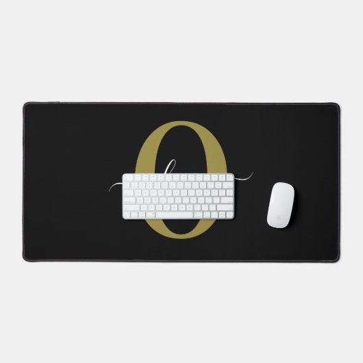 Gepersonaliseerd monogram Script Name Black White Bureaumat (Keyboard & Muis)