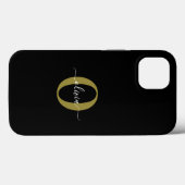 Gepersonaliseerd monogram Script Name Black White  Case-Mate iPhone Case (Achterkant (horizontaal))