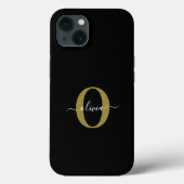 Gepersonaliseerd monogram Script Name Black White  Case-Mate iPhone Case (Achterkant)