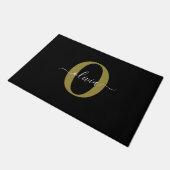 Gepersonaliseerd monogram Script Name Black White  Deurmat (Schuin)