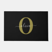 Gepersonaliseerd monogram Script Name Black White  Deurmat (Voorkant)