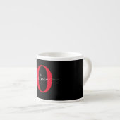 Gepersonaliseerd monogram Script Name Black White Espresso Kop (Voorkant rechts)