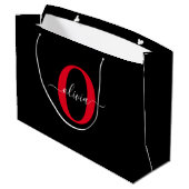 Gepersonaliseerd monogram Script Name Black White Groot Cadeauzakje (Achterkant Gekanteld)