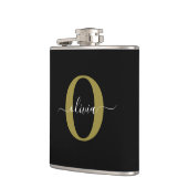 Gepersonaliseerd monogram Script Name Black White  Heupfles (Links)