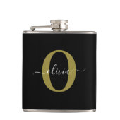Gepersonaliseerd monogram Script Name Black White  Heupfles (Voorkant)