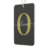 Gepersonaliseerd monogram Script Name Black White  Luchtverfrisser (Links)