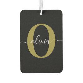 Gepersonaliseerd monogram Script Name Black White  Luchtverfrisser