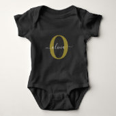 Gepersonaliseerd monogram Script Name Black White  Romper (Voorkant)
