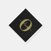 Gepersonaliseerd monogram Script Name Black White  Servet (Hoek)