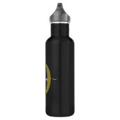Gepersonaliseerd monogram Script Name Black White  Waterfles (Rechts)
