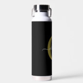 Gepersonaliseerd monogram Script Name Black White  Waterfles (Voorkant)