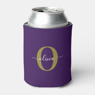 Gepersonaliseerd Monogram Script Name Paars White Blikjeskoeler