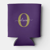 Gepersonaliseerd Monogram Script Name Paars White  Blikjeskoeler (Voorkant)