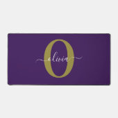 Gepersonaliseerd Monogram Script Name Paars White  Bureaumat (Voorkant)