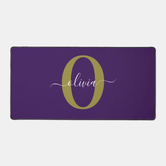 Gepersonaliseerd Monogram Script Name Paars White  Bureaumat (Voorkant)