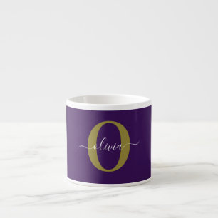 Gepersonaliseerd Monogram Script Name Paars White Espresso Kop
