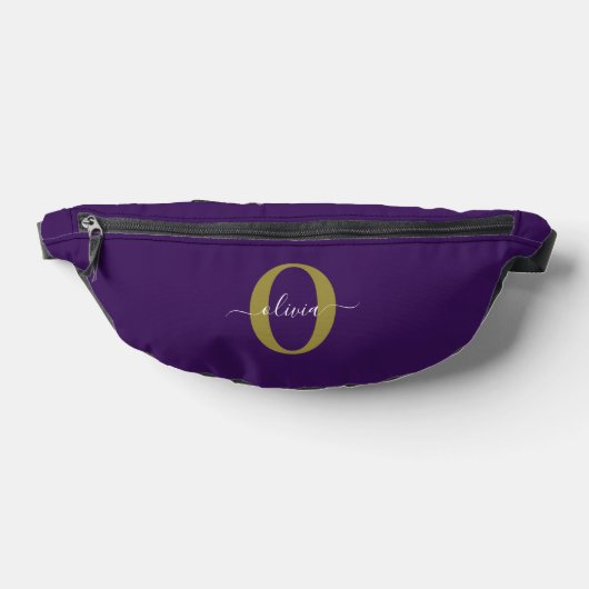 Gepersonaliseerd Monogram Script Name Paars White  Heuptasje (Liggend)