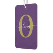 Gepersonaliseerd Monogram Script Name Paars White  Luchtverfrisser (Links)