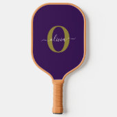Gepersonaliseerd Monogram Script Name Paars White Pickleball Paddle (Achterkant)