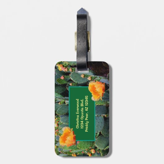 Gepersonaliseerd Monogram Sinaasappel Prickly Pear Bagagelabel (Achterkant verticaal)