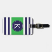 Gepersonaliseerd monogram Stripes Pattern Green Bagagelabel (Voorkant horizontaal)