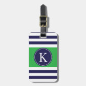 Gepersonaliseerd monogram Stripes Pattern Green Bagagelabel (Voorkant verticaal)
