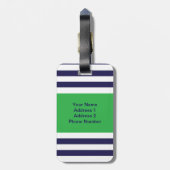 Gepersonaliseerd monogram Stripes Pattern Green Bagagelabel (Achterkant verticaal)