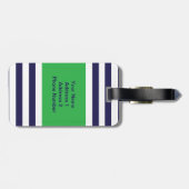 Gepersonaliseerd monogram Stripes Pattern Green Bagagelabel (Achterkant horizontaal)