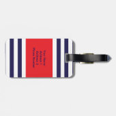 Gepersonaliseerd monogram Stripes Pattern Rood Bagagelabel (Achterkant horizontaal)