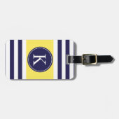 Gepersonaliseerd monogram Stripes Pattern Yellow Bagagelabel (Voorkant horizontaal)