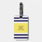 Gepersonaliseerd monogram Stripes Pattern Yellow Bagagelabel (Achterkant verticaal)
