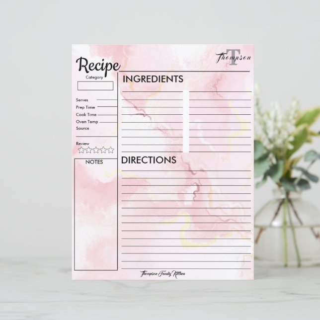 Gepersonaliseerd monogram uit de keuken van.. Rece (Staand voorkant)