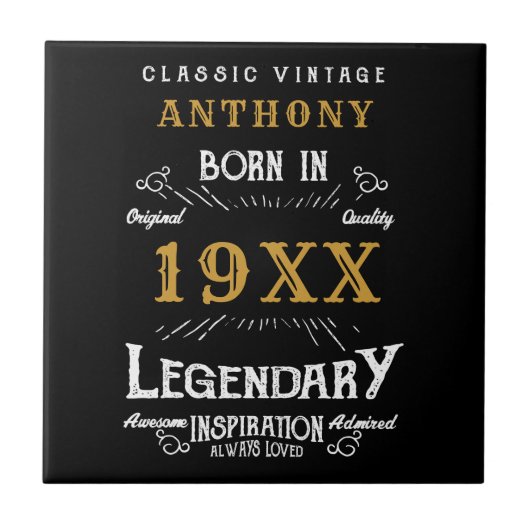 Gepersonaliseerd  monogram van de Retro van de Dag Tegeltje (Voorkant)