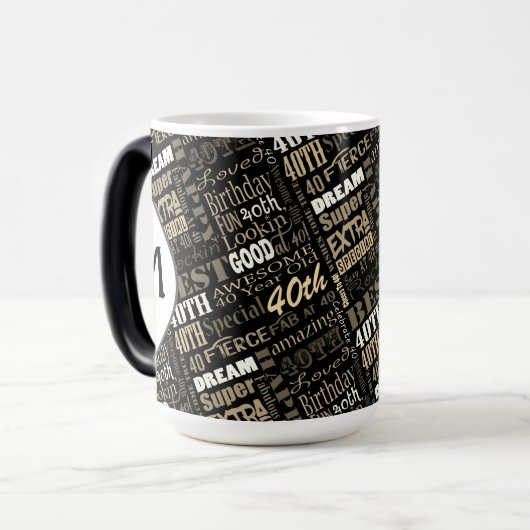 Gepersonaliseerd monogram voor 40e verjaardag van magische mok (Voorkant links)