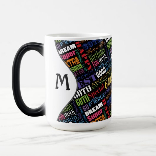 Gepersonaliseerd monogram voor 60e verjaardag van  magische mok (Links)