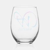 Gepersonaliseerd Monogram "W" Naam Abstract Spring Wijnglas Zonder Voet (Achterkant)