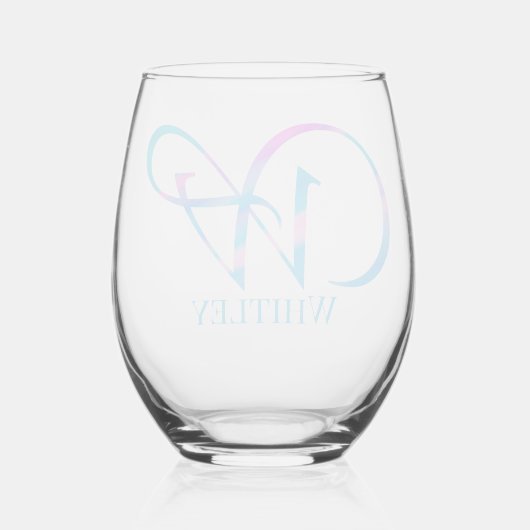 Gepersonaliseerd Monogram "W" Naam Abstract Spring Wijnglas Zonder Voet (Achterkant)