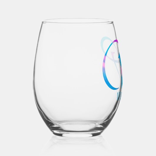 Gepersonaliseerd Monogram "W" Naam Abstract Spring Wijnglas Zonder Voet (Rechts)