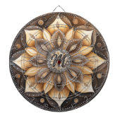 Gepersonaliseerd Monogram Waterverf Bruin Mandala Dartbord (Voorkant)