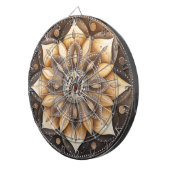 Gepersonaliseerd Monogram Waterverf Bruin Mandala Dartbord (Voorkant Rechts)