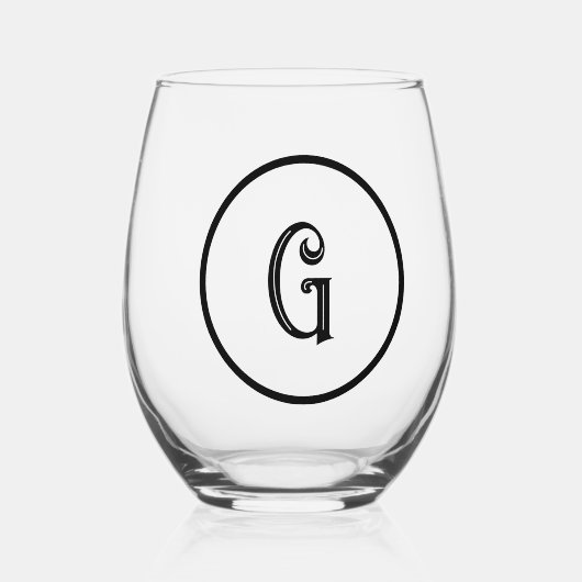 Gepersonaliseerd monogram wijnglas zonder voet (Voorkant)