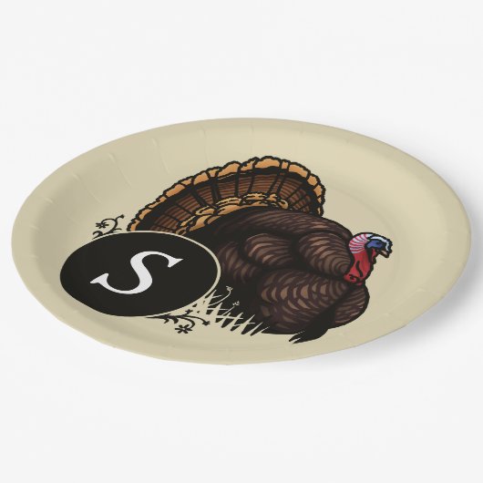 Gepersonaliseerd Monogram Wild Turkije Papieren Bordje (Gekanteld)