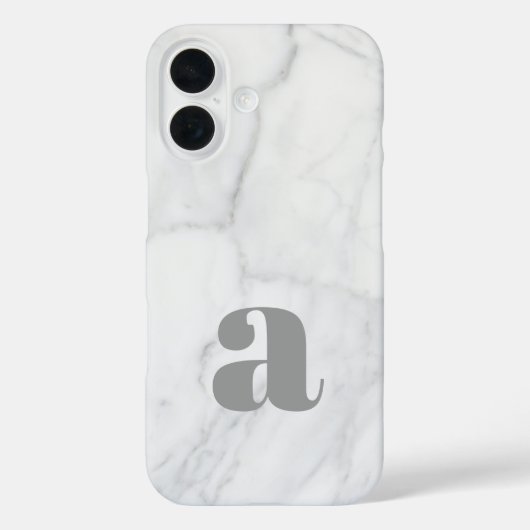 Gepersonaliseerd monogram witte en grijze marmer Case-Mate iPhone case (Achterkant)