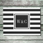 Gepersonaliseerd monogram zwart en witte streep deurmat