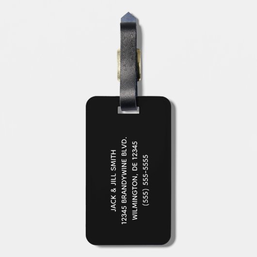 Gepersonaliseerd monogram zwart grijs en witte fam bagagelabel (Achterkant verticaal)