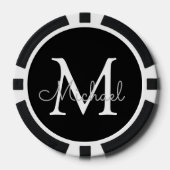 Gepersonaliseerd monogram zwart-wit eenvoudig poker chips (Voorkant)