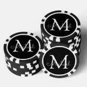 Gepersonaliseerd monogram zwart-wit eenvoudig poker chips (Opstapeling)