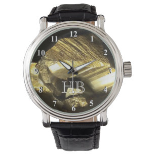 Gepersonaliseerd monogramhorloge voor man   Gouden Horloge