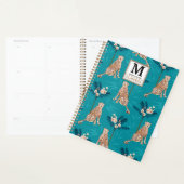Gepersonaliseerd Monogrammed Blue Leopard Pattern  Planner (Display)